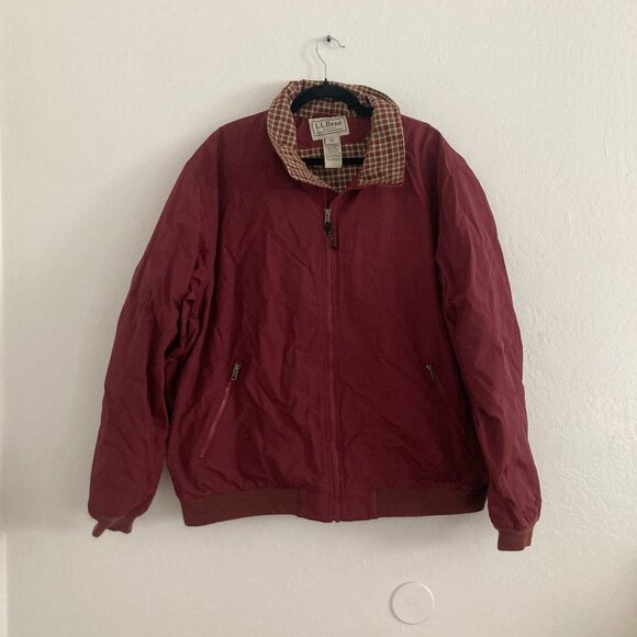 LL Bean Red Chore Jacket Barn Coat Full Zip Lined Preppy Nylon Ranch Men's XXL - Picture 1 of 14